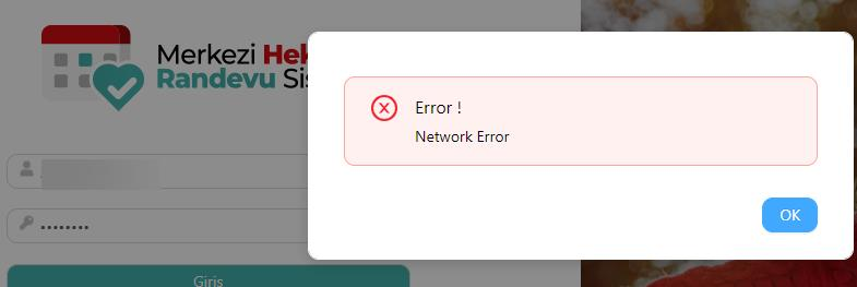 mhrs network error hatası