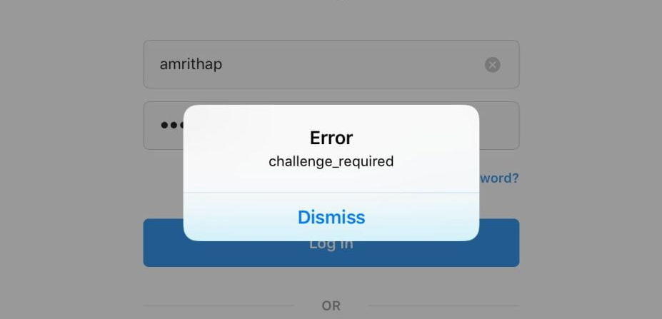 instagram challenge required hatası