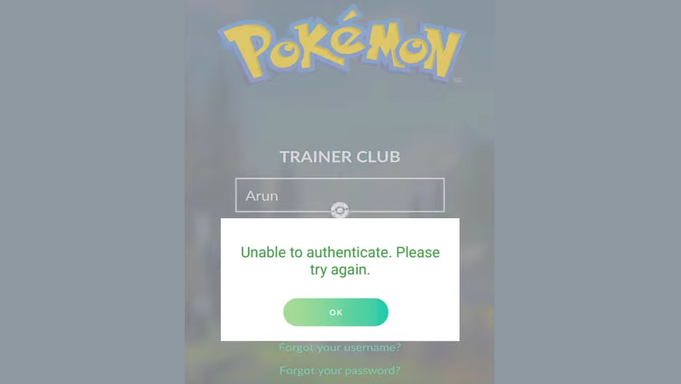 pokemon go unable to authenticate hatası