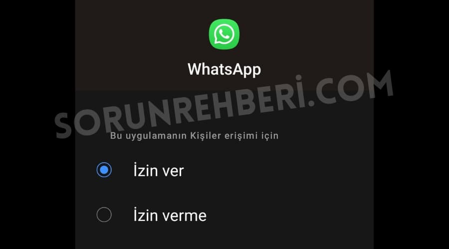 whatsapp kişilere izin verme