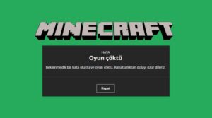 minecraft oyun çöktü hatası