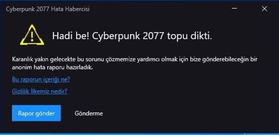 Cyberpunk 2077 hata habercisi