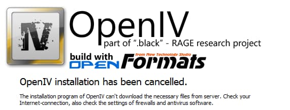 openiv installation has been cancelled hatası
