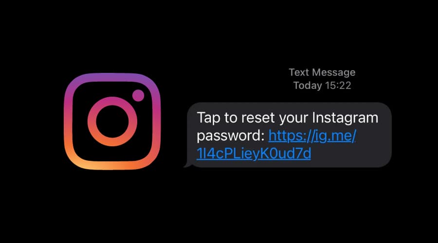 tap to reset your instagram password mesajı