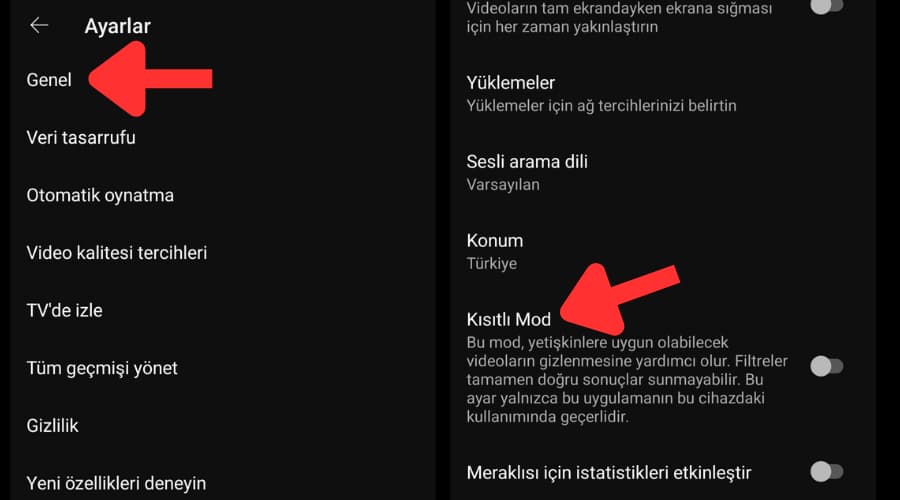 YouTube Kısıtlı mod kapatılmıyor