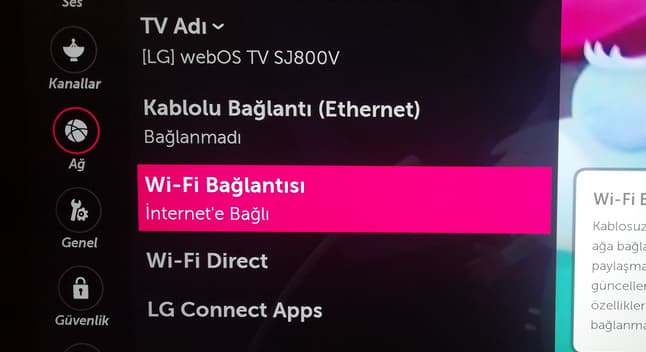 LG TV Wifi kopma sorunu