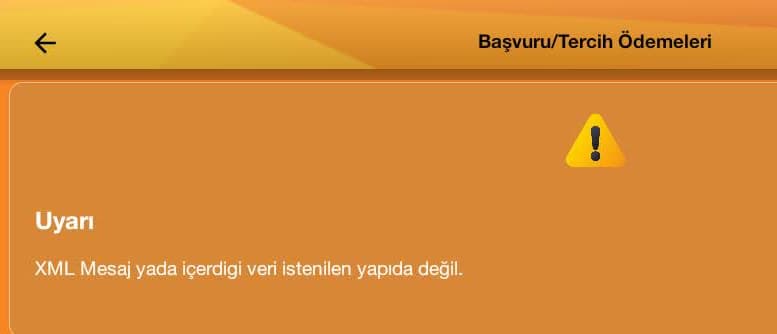 ösym xml mesaj yada içerdigi veri istenilen yapıda değil