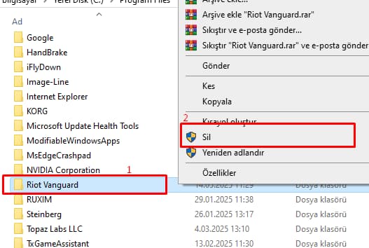riot vanguard kaldırma